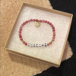 Gold and Pink Beaded Bracelet with Crystal Accents